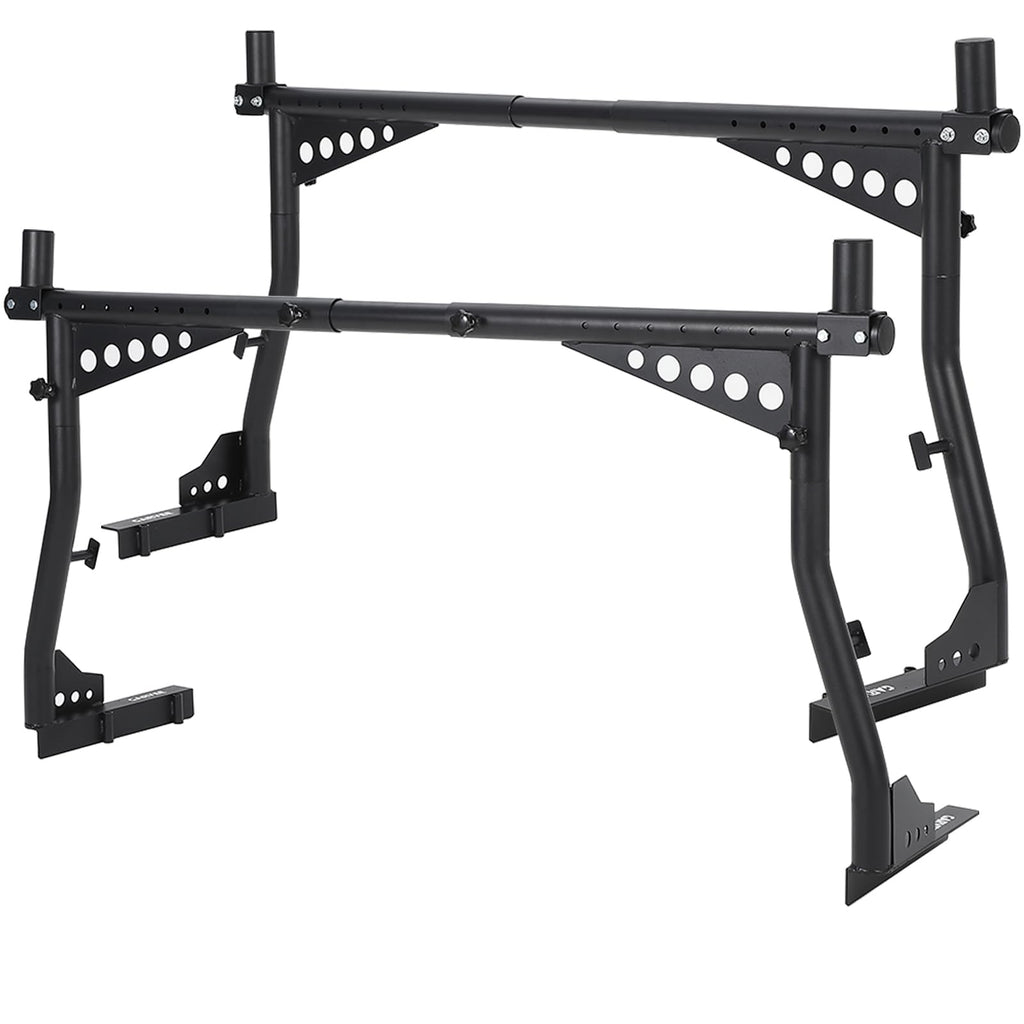Garvee 48-72 Inch Extendable Truck Ladder Rack Adjustable Steel Bed Rack Heavy Duty No-Drill Utility System for Pickup Trucks Black