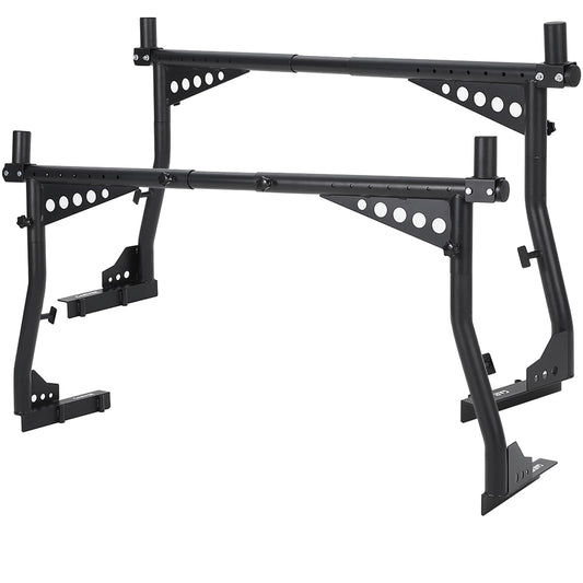Garvee 48-72 Inch Extendable Truck Ladder Rack Adjustable Steel Bed Rack Heavy Duty No-Drill Utility System for Pickup Trucks Black