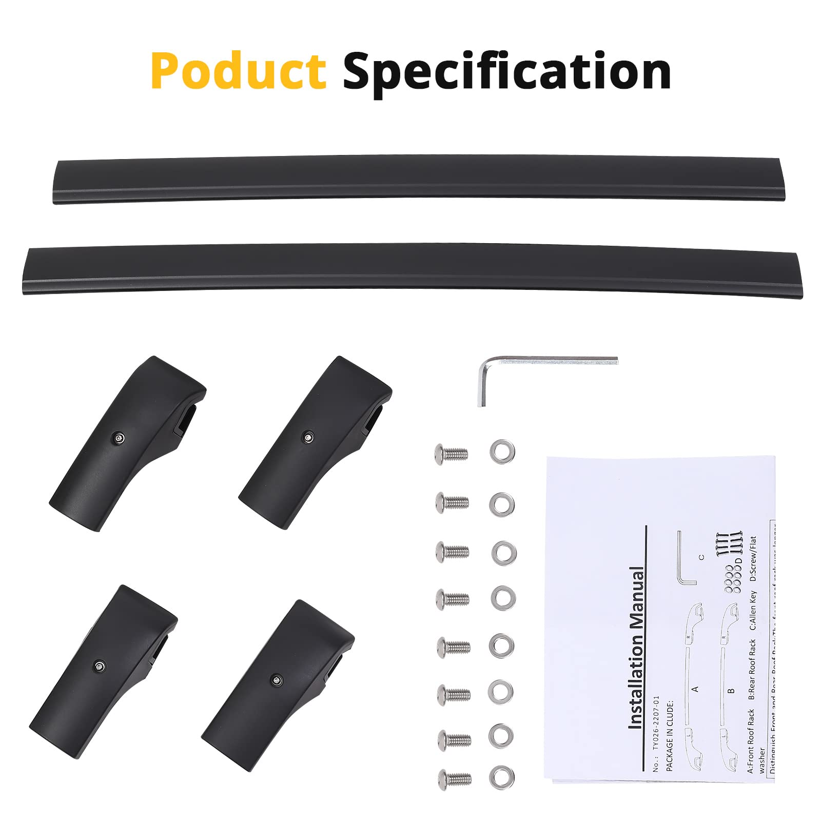 Garvee Car Roof Rack Cross Bars for 2015-2022 Jeep Renegade, Aluminum Roof Bars with Grooved Side Rails for Cargo, Kayak, Bike & Snowboard