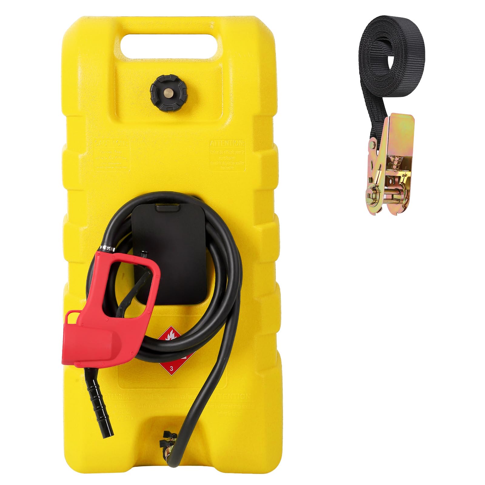Garvee Fuel Caddy, 15 Gallon Portable Gasoline Tank Container With Le Fluid Delivery Siphon Pump and 10ft Delivery Hose, Diesel Storage Tank On Wheels for Cars, Lawnmowers, Atvs, and Boats, Yellow