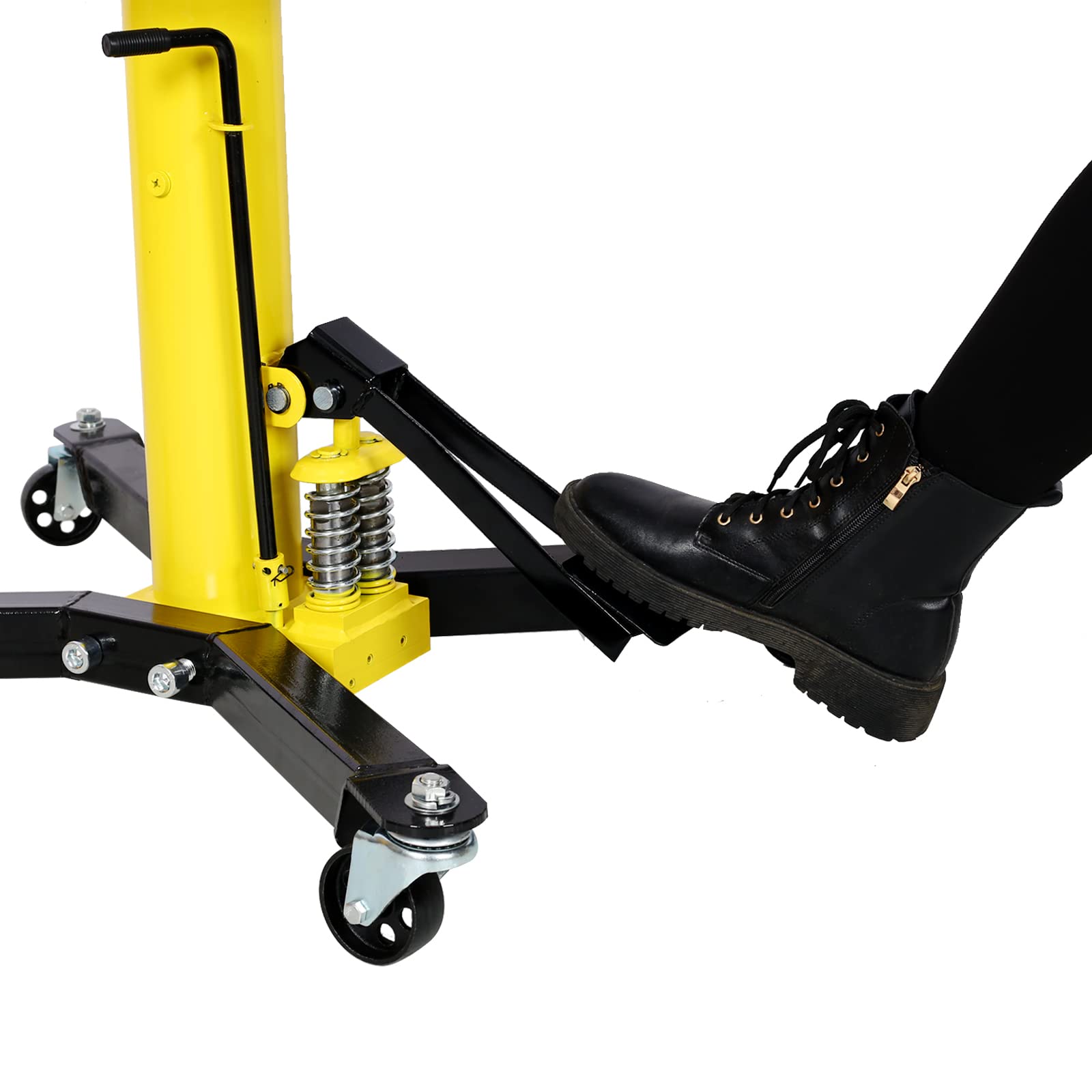 Garvee Transmission Jack 1660 Lbs Capacity Telescoping Hydraulic Jack 360° Swivel Wheel Lift Stand 2 Stage Adjustable Floor Jack Yellow