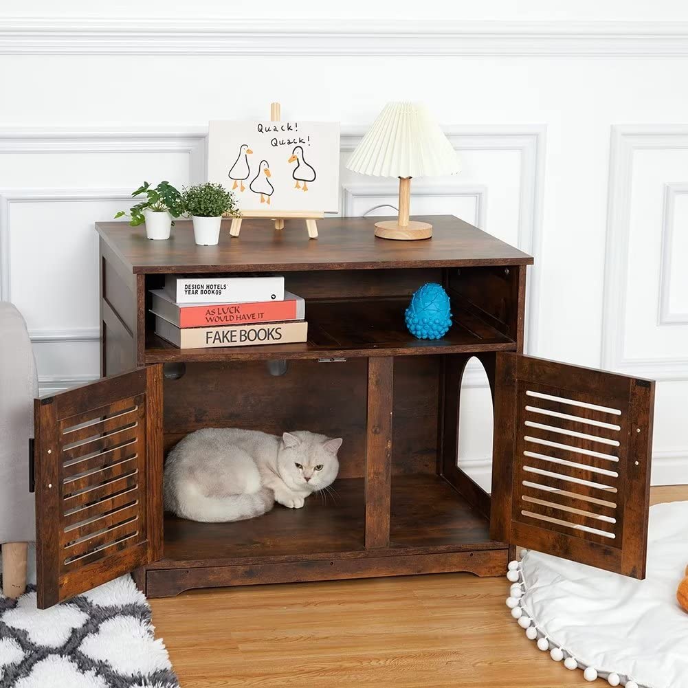 Garvee Cat Bathroom Furniture, Large Hidden Litter Box with Storage