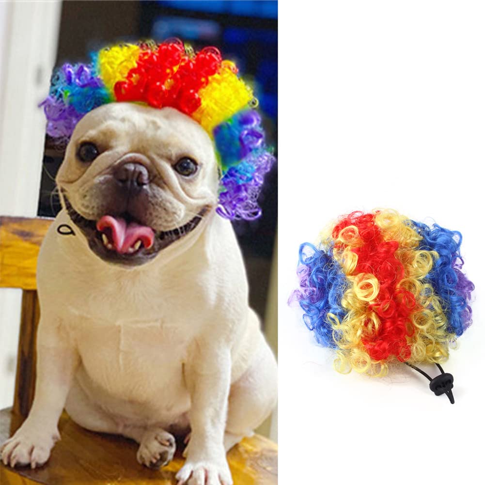 Garvee Pet Wigs Dog Cat Headdress Adjustable with 2 Elastic Bands Pet Wigs Funny Dogs Cats Head Accessories Cosplay Props for Halloween Christmas Pet Dog Cat Decoration Cosplay Costume Toy