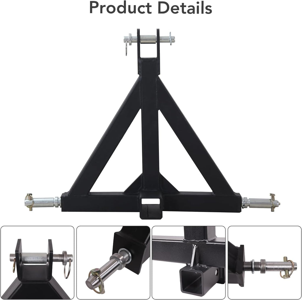 Garvee 3 Point Trailer Hitch With 2" Receiver - Category 1 Tractor Tow Drawbar Pull Hitch Adapter For Kubota John Deere BX LM25H WLM Tractor NorTrac Yanmar Massey Ferguson