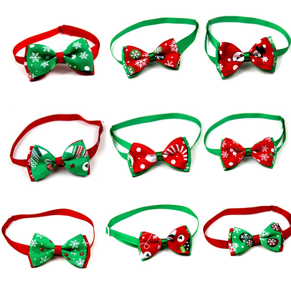 Garvee Pet Collar Christmas Series Bowknot Size Adjustable Collar for Pet Dog Teddy Supplies As Shown 3#