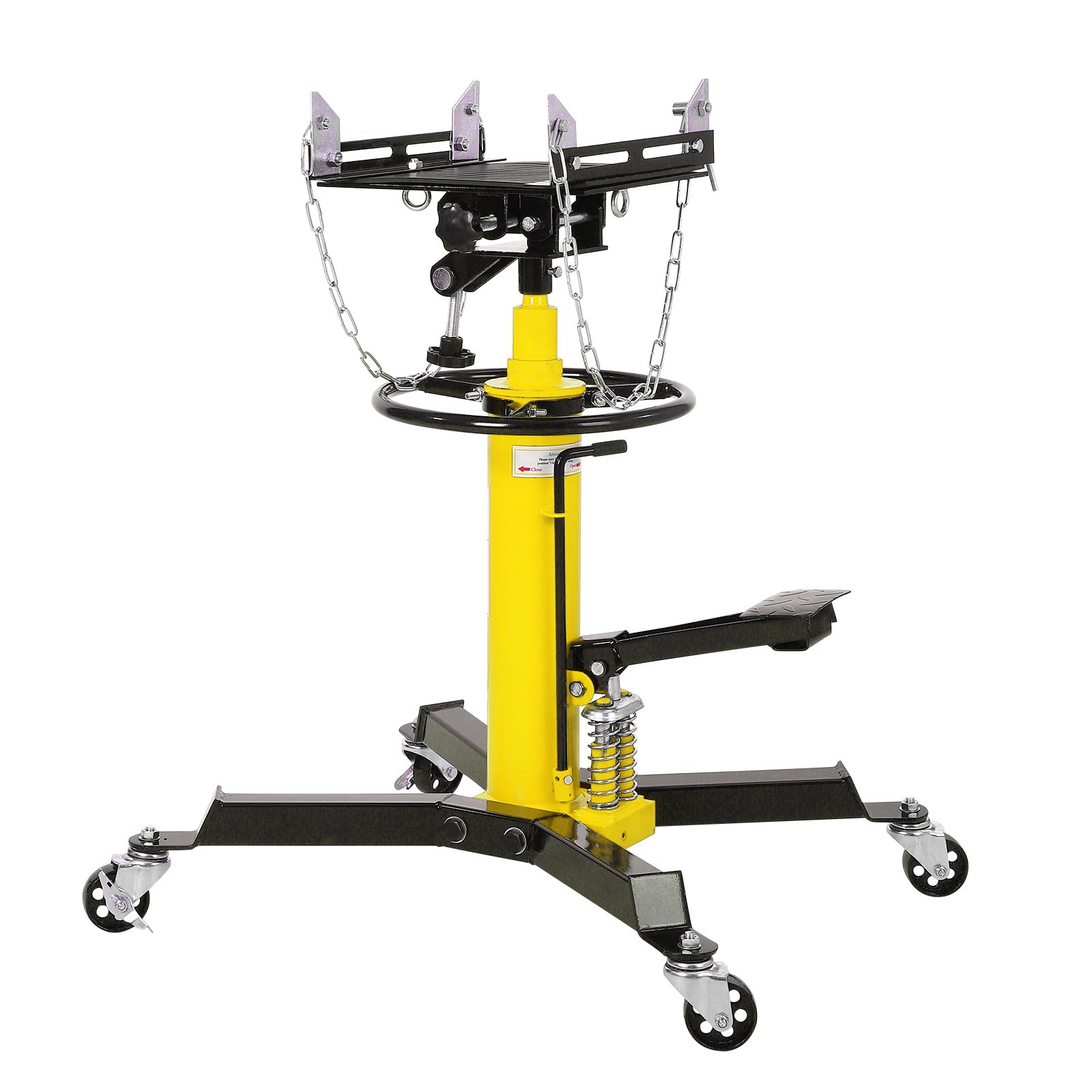 Garvee 1322lbs Transmission Jack Lift, 0.6 Ton Hydraulic Telescopic Floor Jack, Dual-Column 2-Stage Plunger, Adjustable Height, Heavy Duty Garage Shop Tool