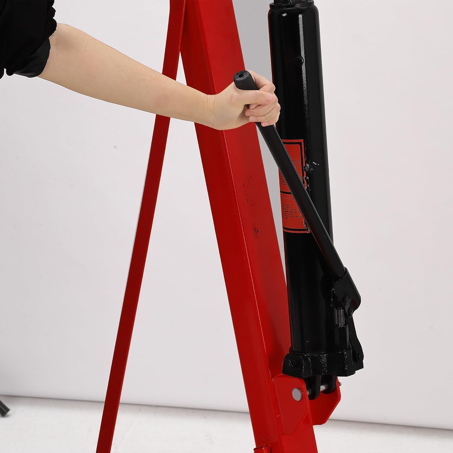Garvee 2 Ton Engine Hoist Hydraulic Foldable Crane Mobile Cherry Picker for Garage Workshops Auto Repair, 4400 LB, Red