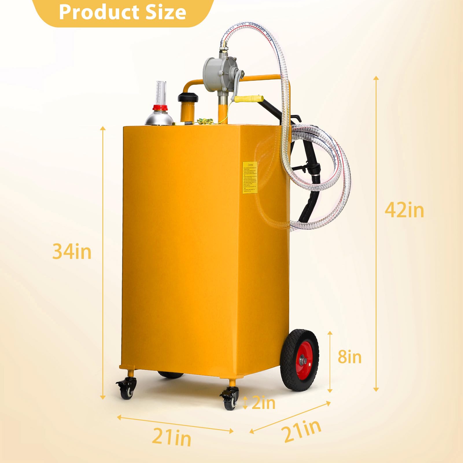 Garvee 35 Gallon Portable Fuel Caddy with Manual Pump, Heavy Duty Gasoline & Diesel Transfer Tank, Orange