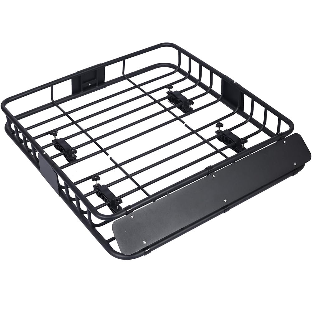 Garvee 38.5 x 43 Inch Universal Roof Rack Cargo Carrier Basket for Camping Traveling, Durable Black Luggage Holder