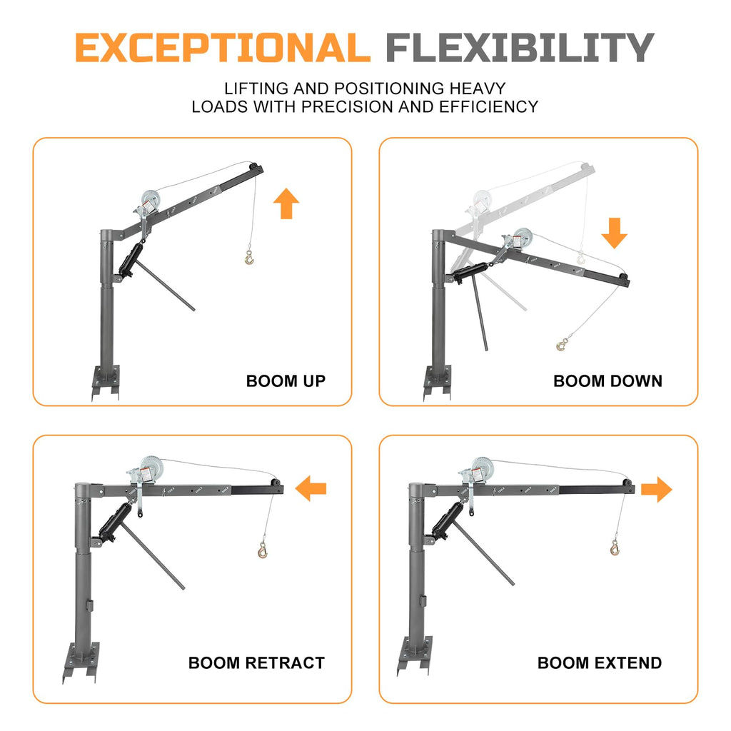 Garvee 1000 lbs Truck Crane, Truck Jib Crane Hoist Crane Hitch Mount, 500 lbs Truck Crane/600 lbs Truck Crane/700 lbs Truck Crane/1000 lbs Pickup Crane for Lifting Goods