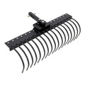 Garvee 49 Inch Landscape Rake Fits 2" Receiver for Tractor/ATV/UTV, Heavy Duty Rock Rake 17 Tines, Pine Straw Rake for Removal of Rock, Grass Clumps and Debris, Black