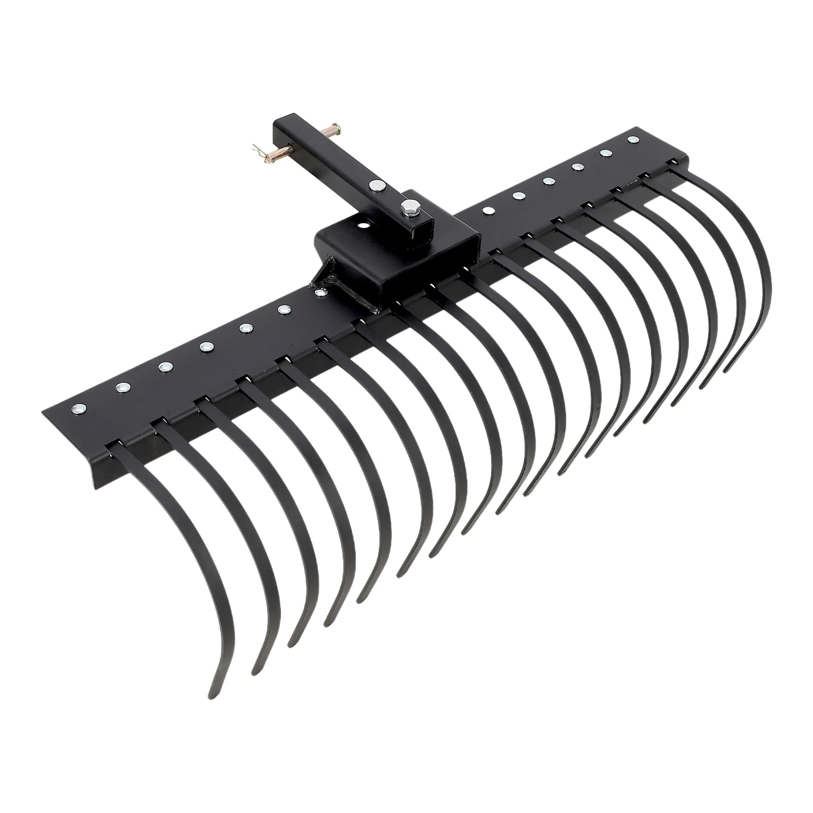 Garvee 49 Inch Landscape Rake Fits 2" Receiver for Tractor/ATV/UTV, Heavy Duty Rock Rake 17 Tines, Pine Straw Rake for Removal of Rock, Grass Clumps and Debris, Black