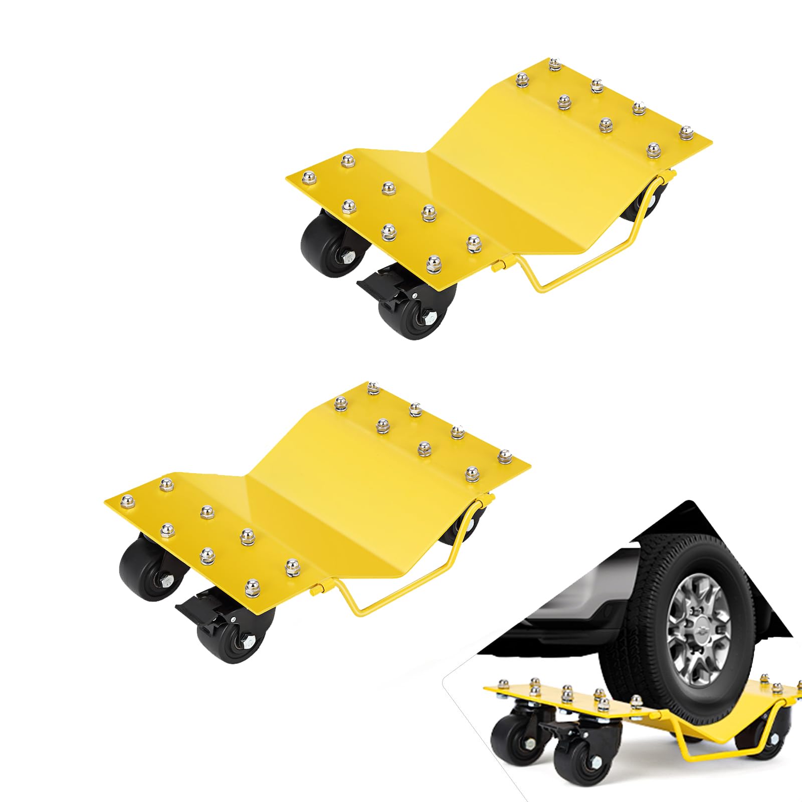 Garvee Car Dolly Set of 2, Heavy Duty Car Dollies, 4000 LBS Capacity Car Wheel Dolly With Rotating Wheels, Car Dolly for Moving Truck, Wheel Dolly Set of 2