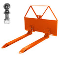 Garvee 46" Pin-On Pallet Forks Attachment With Quick Attach Mount, Universal Skid Steer Forks With Hitch Ball Hole for Tractors and Loaders, Orange