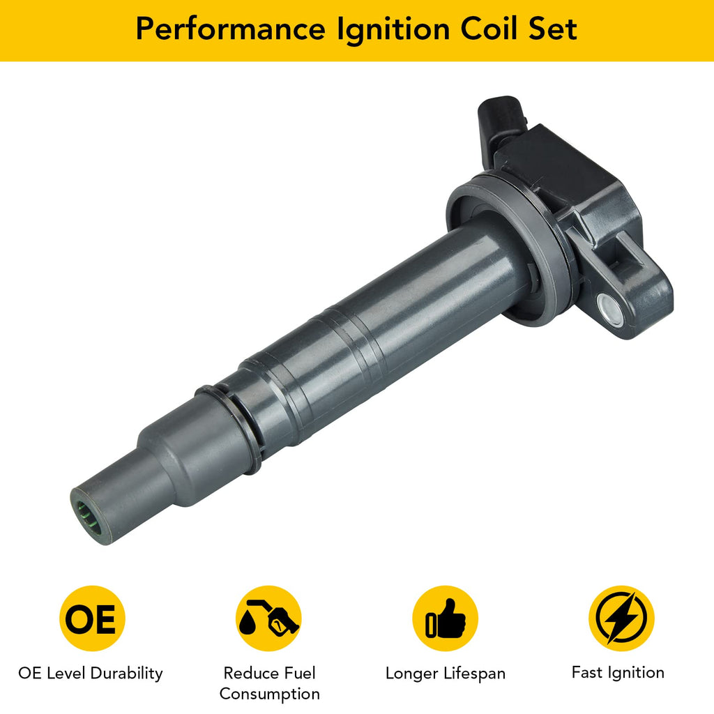 Garvee 4 Pack Ignition Coil Set Compatible with Toyota Tundra 4Runner FJ Cruiser Hiace Solara Scion xB 1.8L L4 2.4L 2.7L 4.0L V6 4.7L V8 Replacement for UF495 C1426 5C1419
