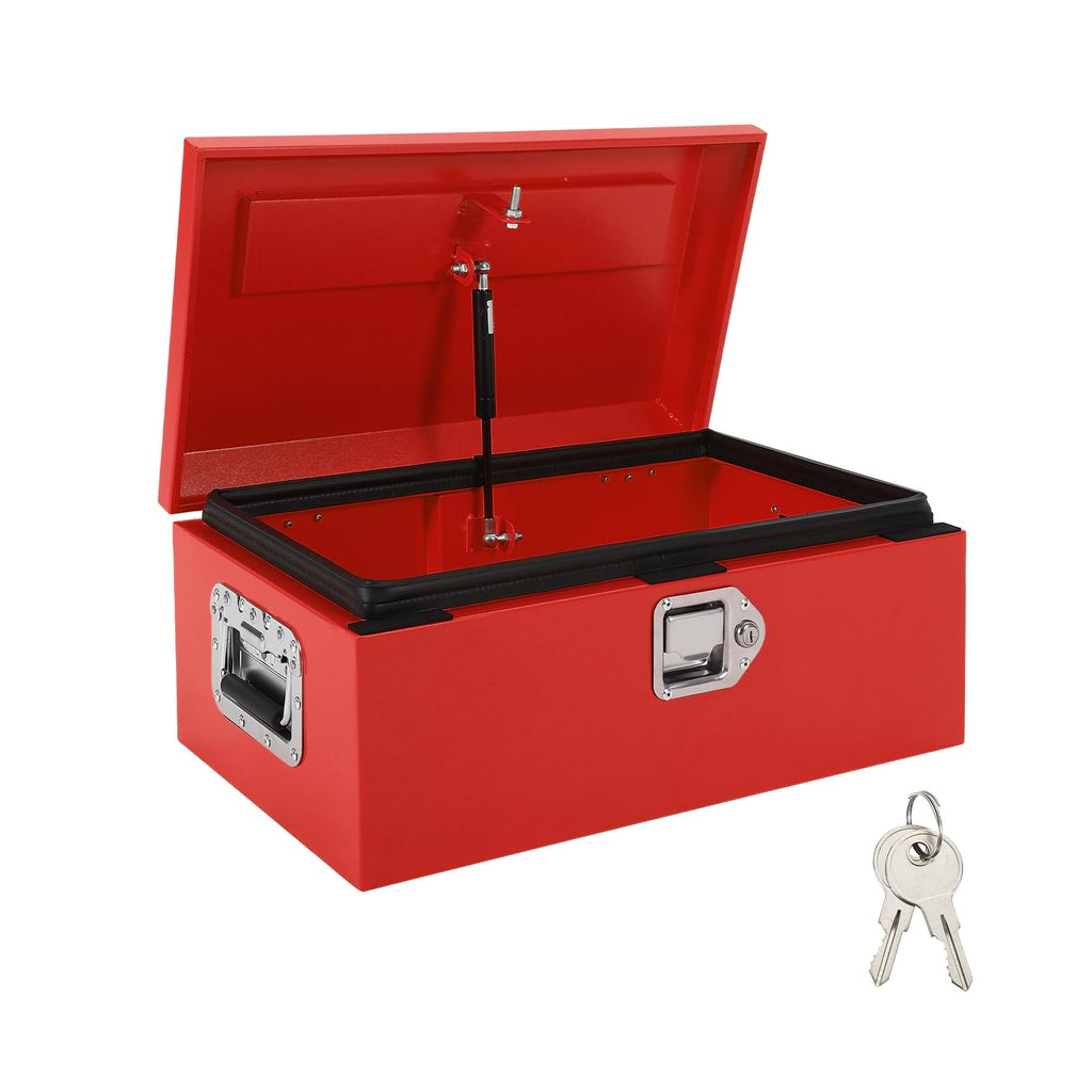 Garvee 20"x12"x10" Truck Bed Tool Box - Heavy-Duty Steel Metal Storage Box with Orange Peel Finish for Pickup, RV, and Trailer, Red