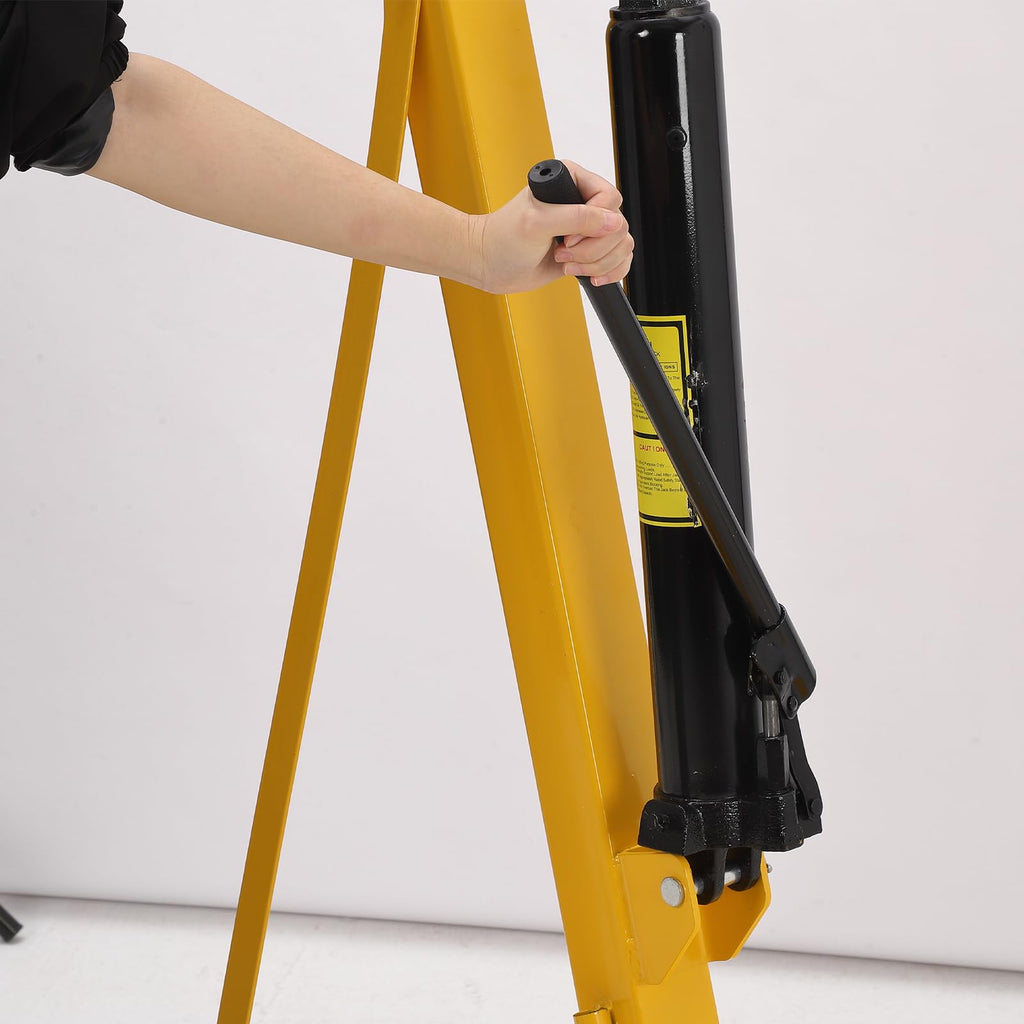 Garvee 4000LB Folding Engine Crane Engine Hoist Cherry Picker 2Ton Ship Crane Heavy Duty Steel Lift Garage Workshop Auto Repair Foldable Stand 6 Caster - Yellow