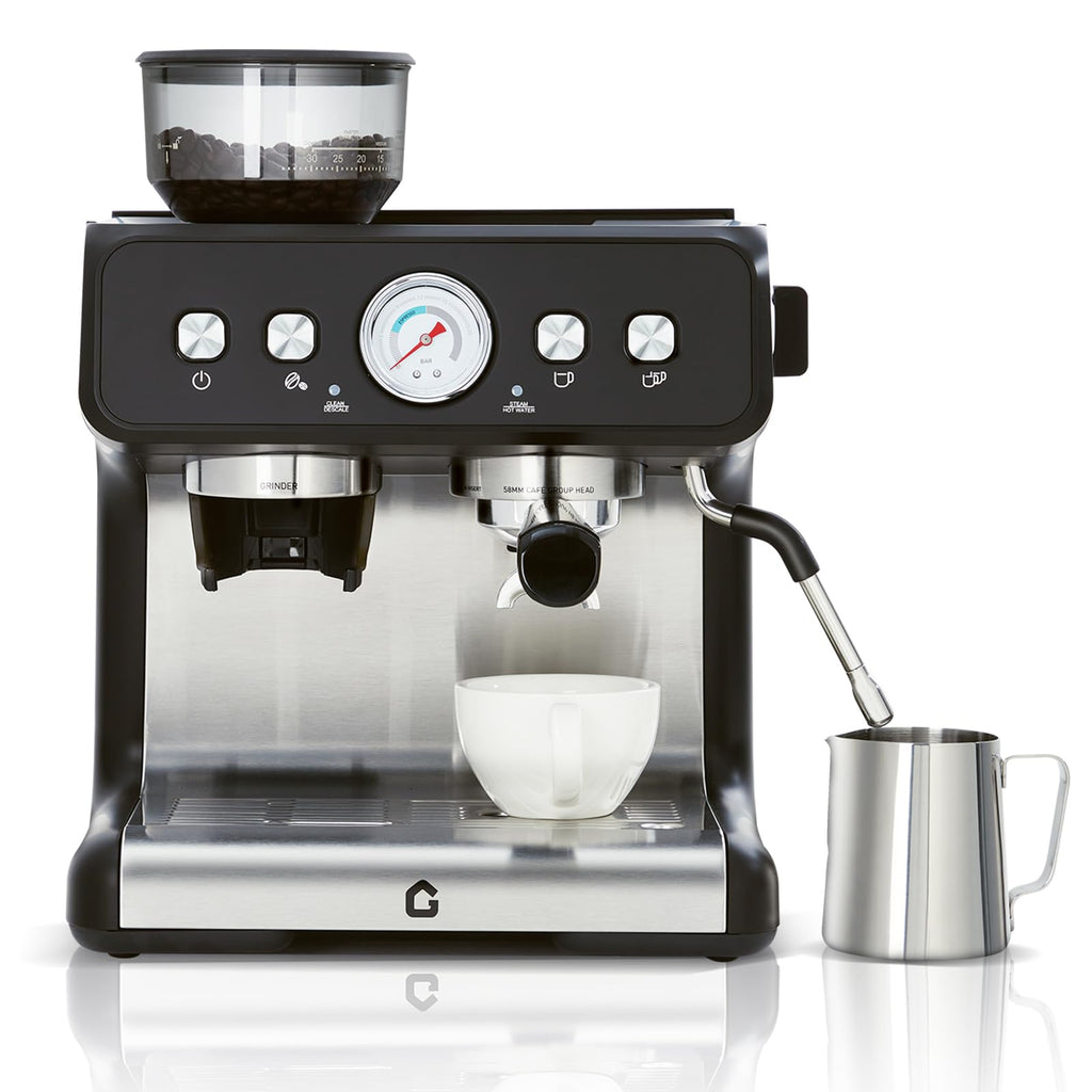Garvee 20-Bar Stainless Steel All-in-One Espresso Machine with Grinder - 2.8L Removable Water Tank, Milk Frother Steam Wand, Adjustable Shot Volume for Latte and Cappuccino, Professional for Home and Office Use