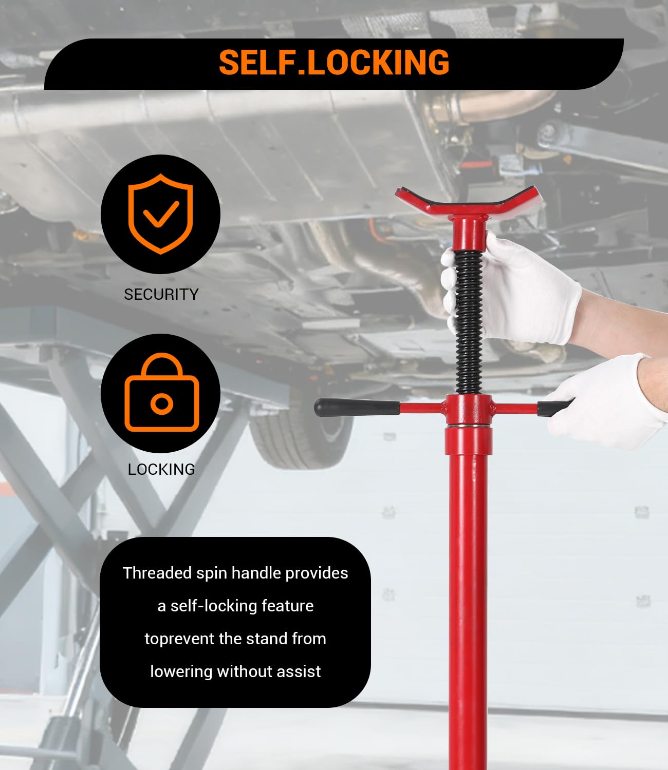Garvee 3/4 Ton Underhoist Support Stand - 1655 lbs Capacity Jack Stand with 52" to 76" Lifting Range and 12" Diameter Base for Vehicle Lifting and Support, Red