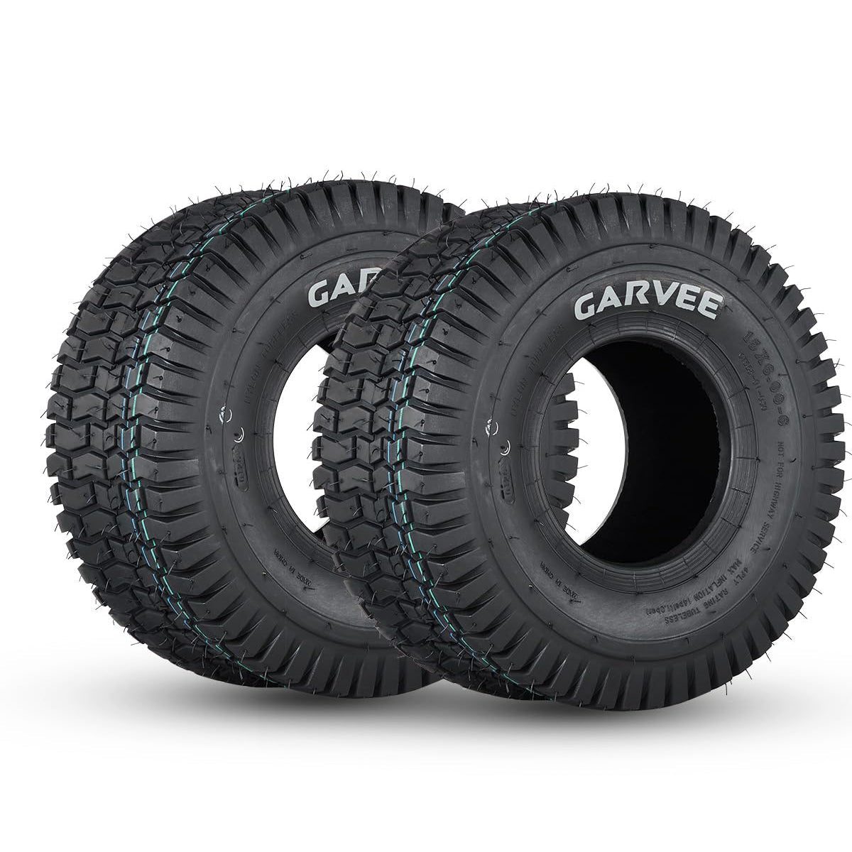 Garvee 2 Pack 15x6.00-6 Lawn Mower Tire V Pattern Tubeless For Lawn & Garden Mowers 15x6-6 4PR Black