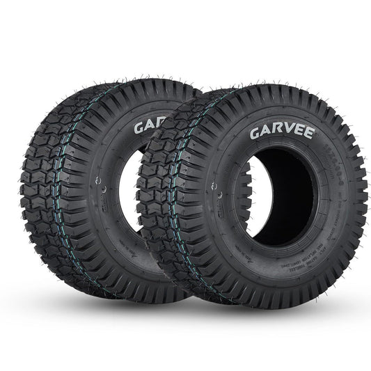 Garvee 2 Pack 15x6.00-6 Lawn Mower Tire V Pattern Tubeless For Lawn & Garden Mowers 15x6-6 4PR Black