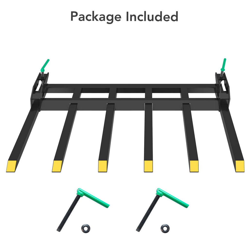 Garvee 58" Clamp-On Debris Forks for 60" Tractor Buckets, 4000 lb Heavy-Duty 6-Tine Steel Attachment for Brush, Logs, Hay & Farm Cleanup