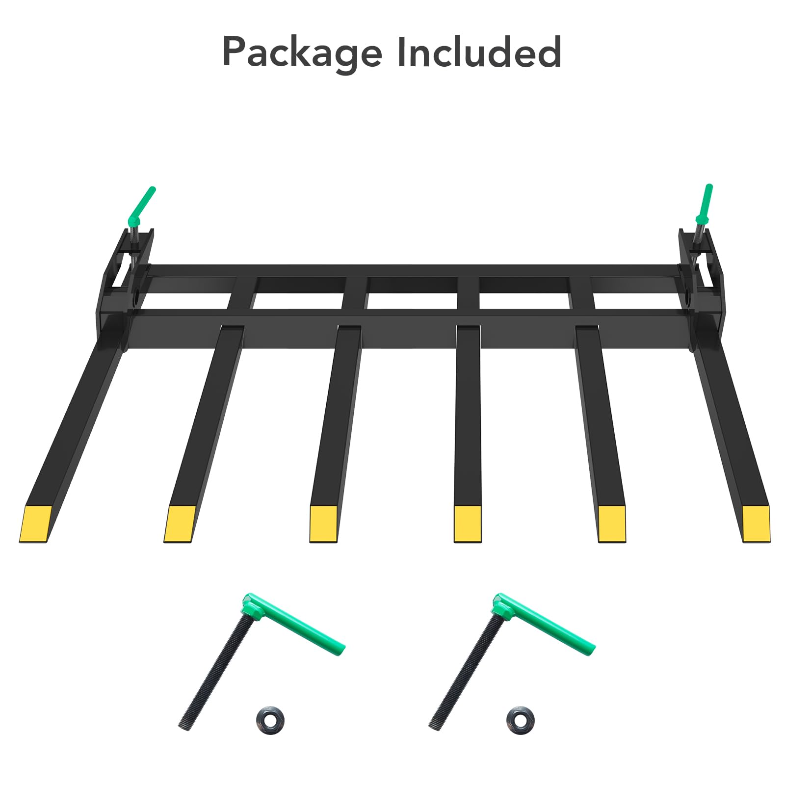 Garvee 58" Clamp-On Debris Forks for 60" Tractor Buckets, 4000 lb Heavy-Duty 6-Tine Steel Attachment for Brush, Logs, Hay & Farm Cleanup