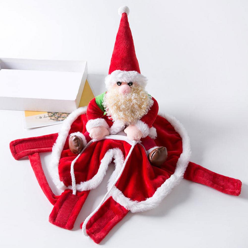 Garvee Pet Christmas Funny Santa Riding Dress Cosplay Costume Pet Supplies for Small Medium-Sized Dogs Cats XL