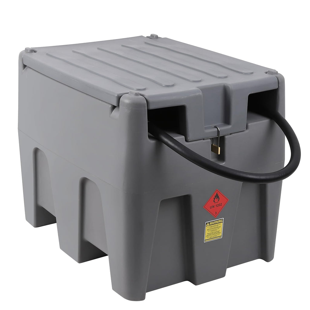 Garvee Portable Diesel Tank, 53 Gallon Fuel Tank with 12V Electric Fuel Transfer Pump, 10 GPM Diesel Transfer Tank with Auto Fueling Nozzle & 360° Swivel Connector with 13.1ft Hose (Gray, 53 Gal)