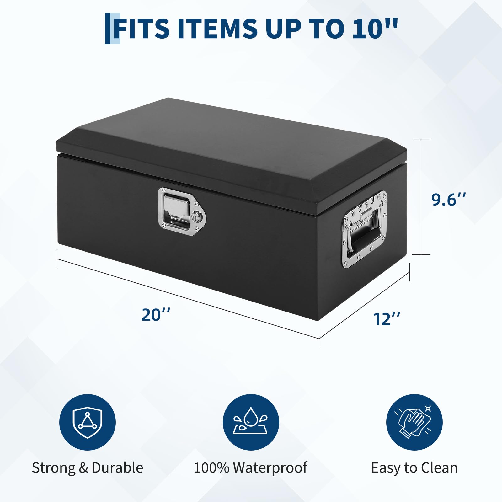 Garvee 20"X20"X10" Heavy-Duty Truck Tool Box with Dual Hydraulic Lids, Weatherproof Steel Storage for Pickup Truck Bed, Garage, Workshop, RV & Trailer, Durable Black