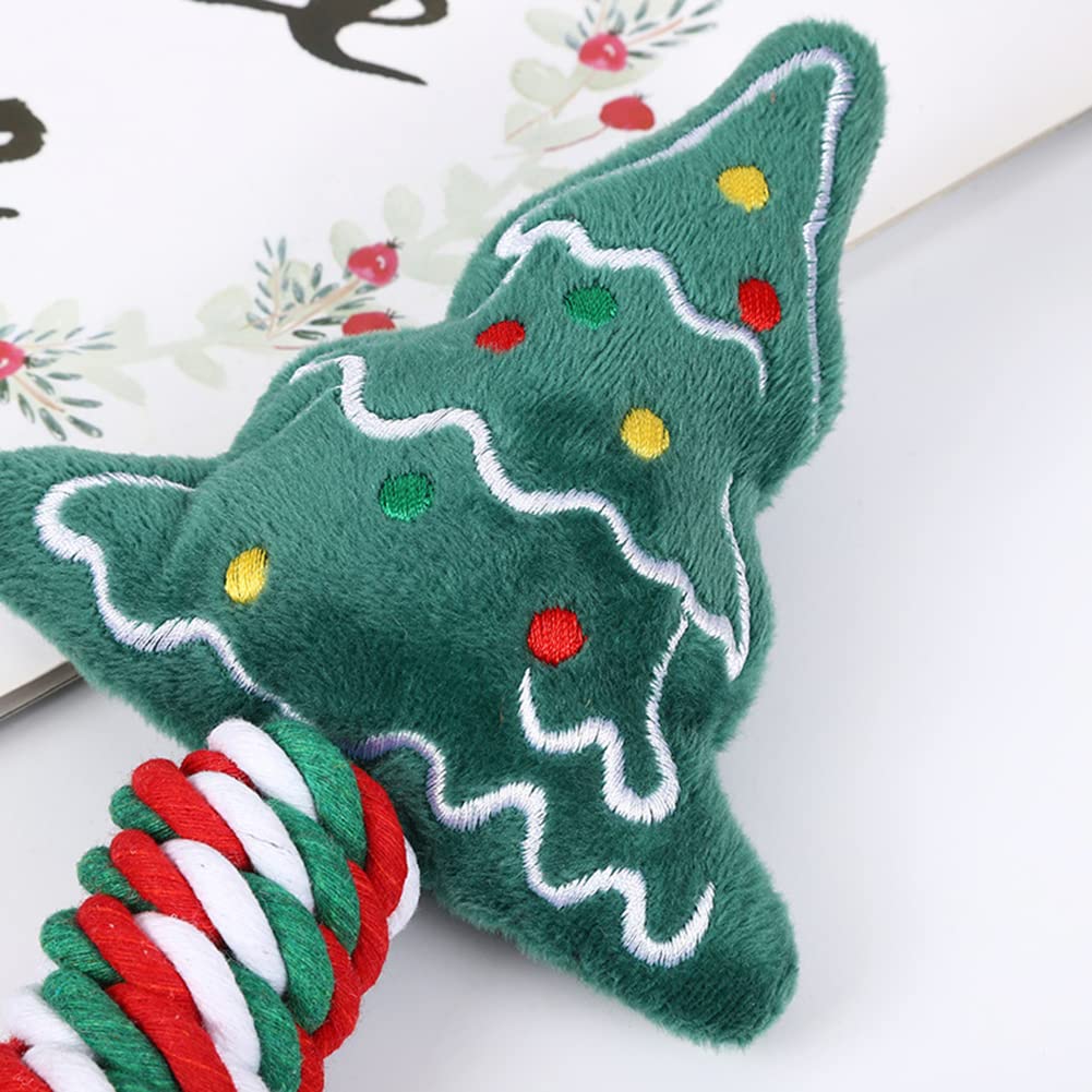 Garvee Pets Dog Interactive Molar Bite Toy Cute Cartoon Cotton Ropes Knot Chewing Toy Pet Christmas Supplies Santa 10 x 30cm