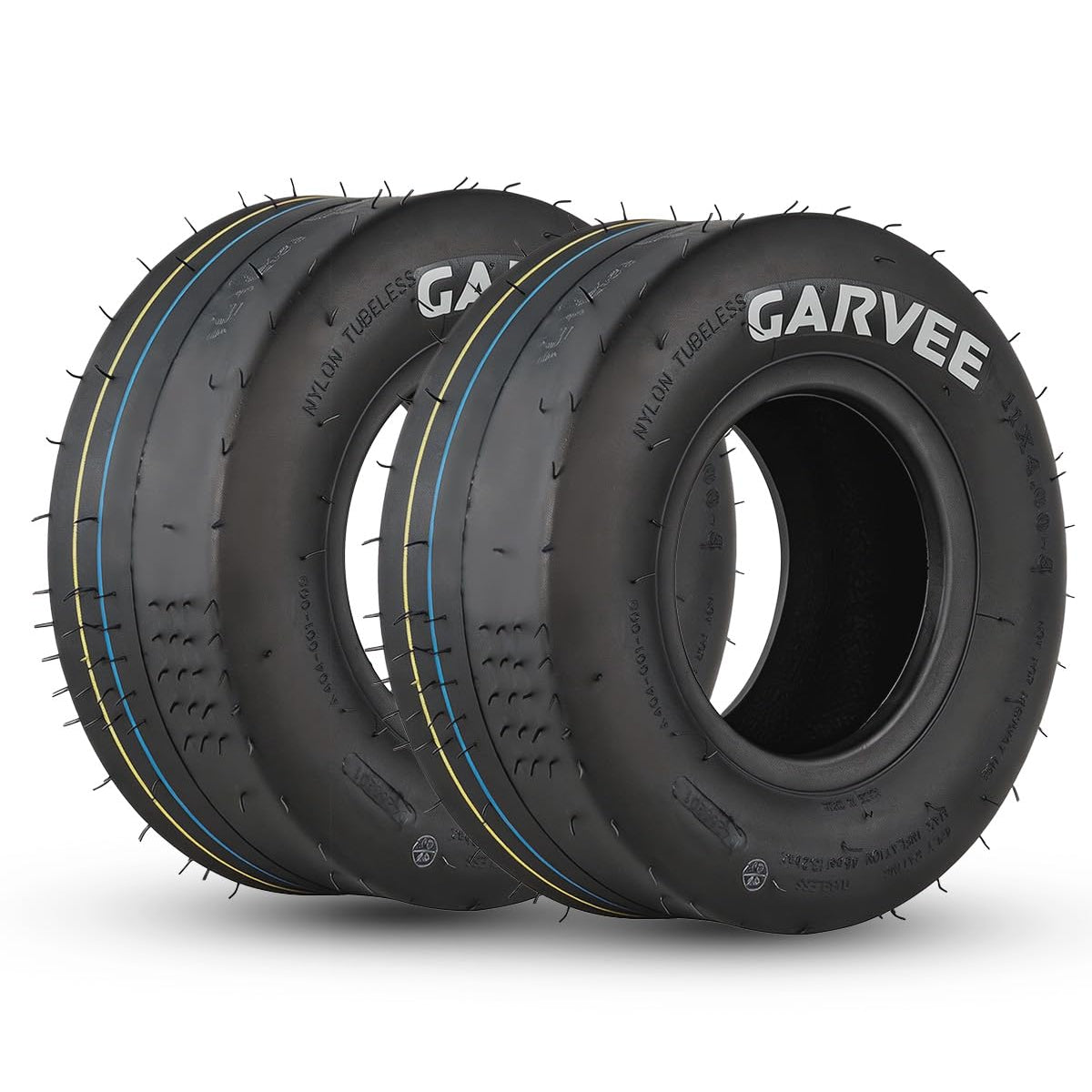 Garvee 2 Pack 11x4.00-5 Lawn Mower Tire Tubeless for Lawn & Garden Mowers, 4PR, Smooth Pattern, Black