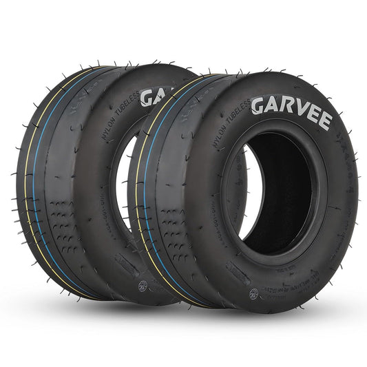 Garvee 2 Pack 11x4.00-5 Lawn Mower Tire Tubeless for Lawn & Garden Mowers, 4PR, Smooth Pattern, Black