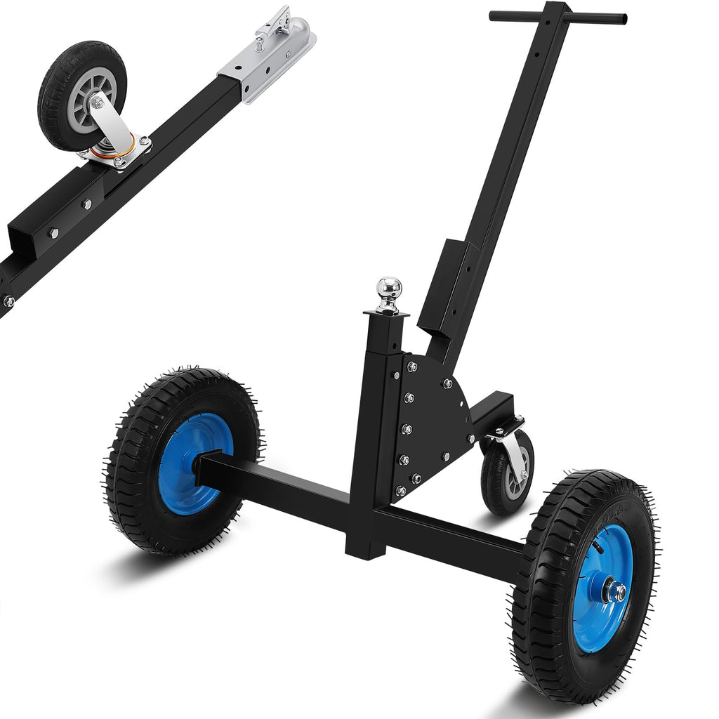 Garvee Adjustable Trailer Dolly 1500 lbs Load Capacity, Utility Trailer Mover Dolly with Adjustable Height & 2 Inch Ball,Pneumatic Tires & 3 Universal Wheel, Carbon Steel Trailer, Multiple-uses