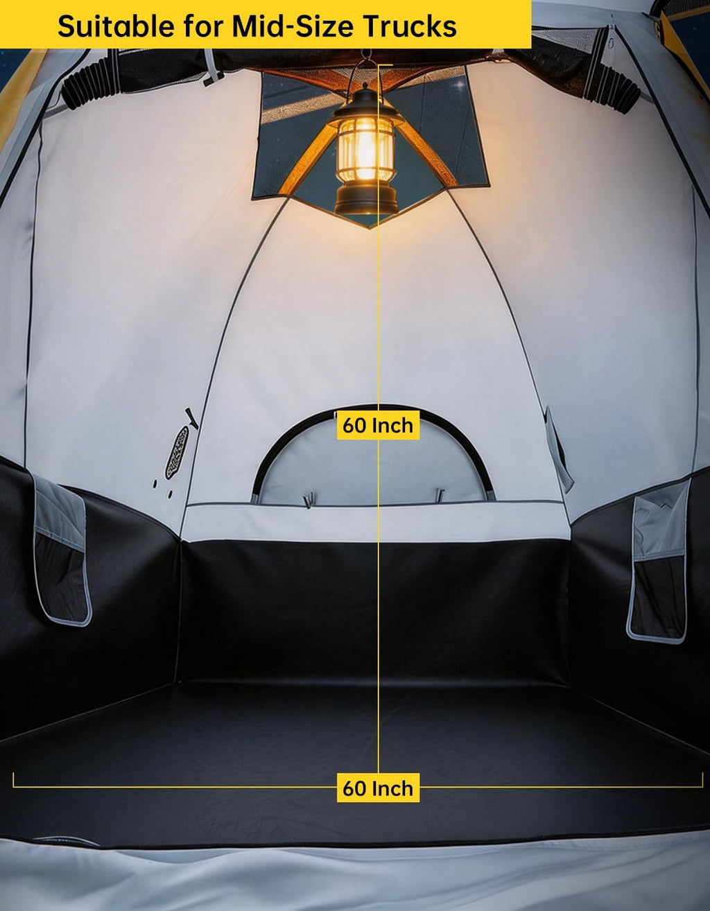 Garvee Pickup Truck Tent with Awning Shade, Waterproof 210D Oxford Tent for 5.5-6.3 FT Truck Beds, Double-Layer Design, Sealed Floor, Quick Setup for 2-Person Camping, Compatible with Ford Ranger, Toyota Hilux, and More