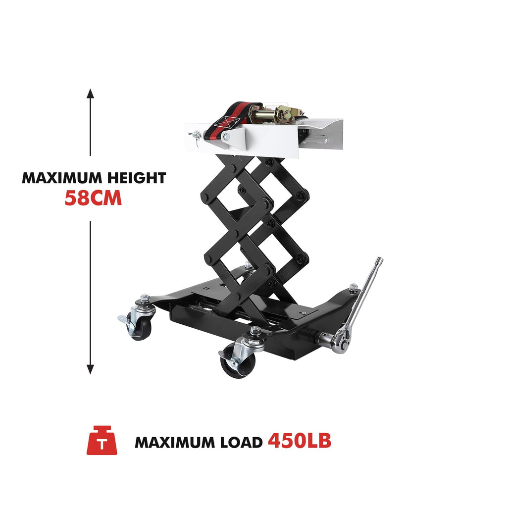 Garvee 450 LBS Capacity Low Profile Transmission Jack with 2M Safety Straps for Auto Repair, 7-23 in Lift Range, Black