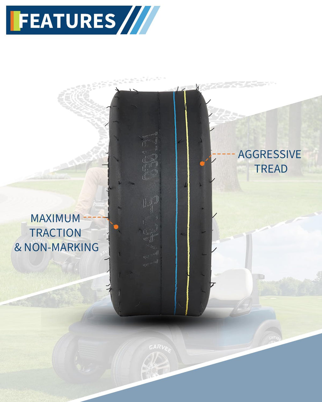Garvee 2 Pack 11x4.00-5 Lawn Mower Tire Tubeless for Lawn & Garden Mowers, 4PR, Smooth Pattern, Black