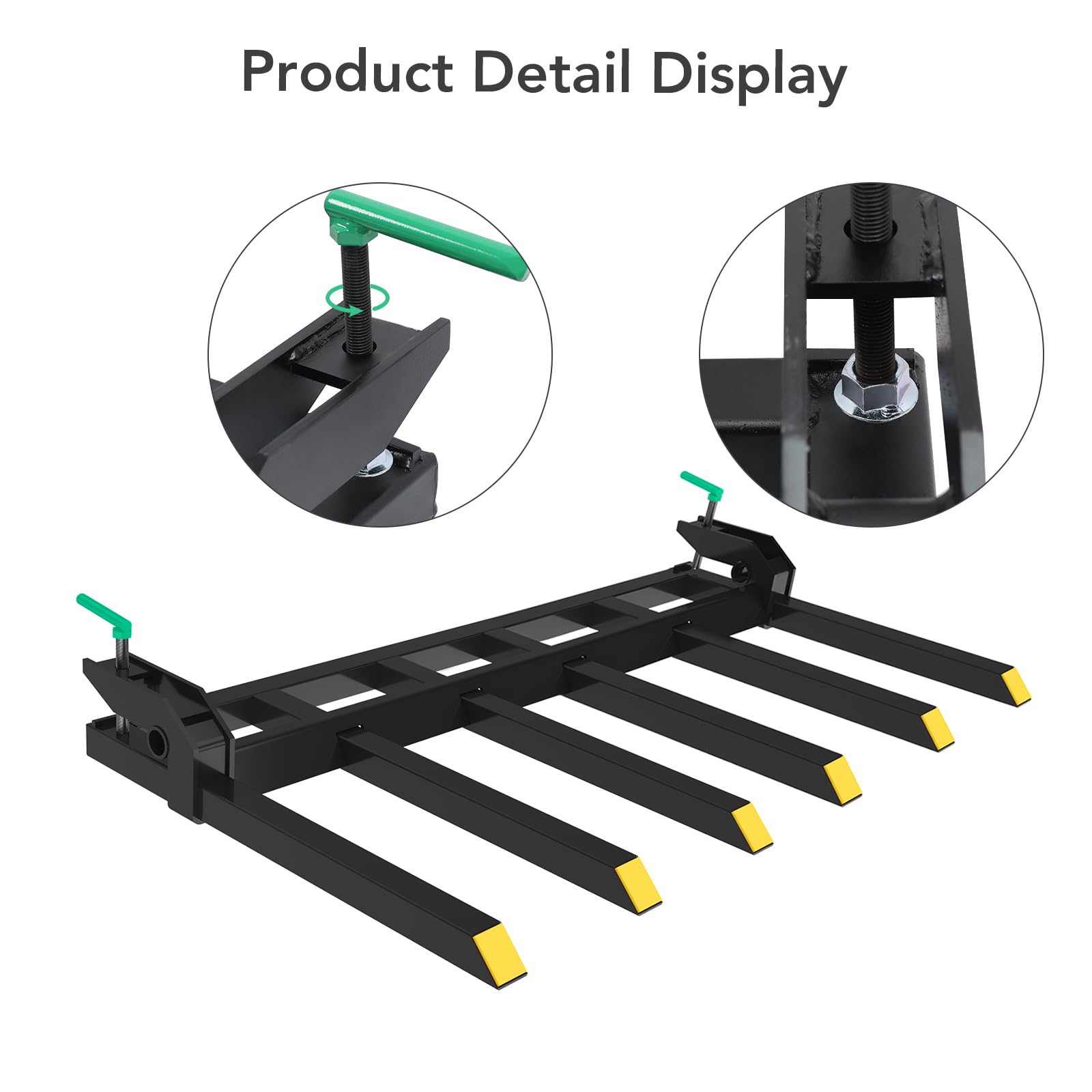 Garvee 58" Clamp-On Debris Forks for 60" Tractor Buckets, 4000 lb Heavy-Duty 6-Tine Steel Attachment for Brush, Logs, Hay & Farm Cleanup