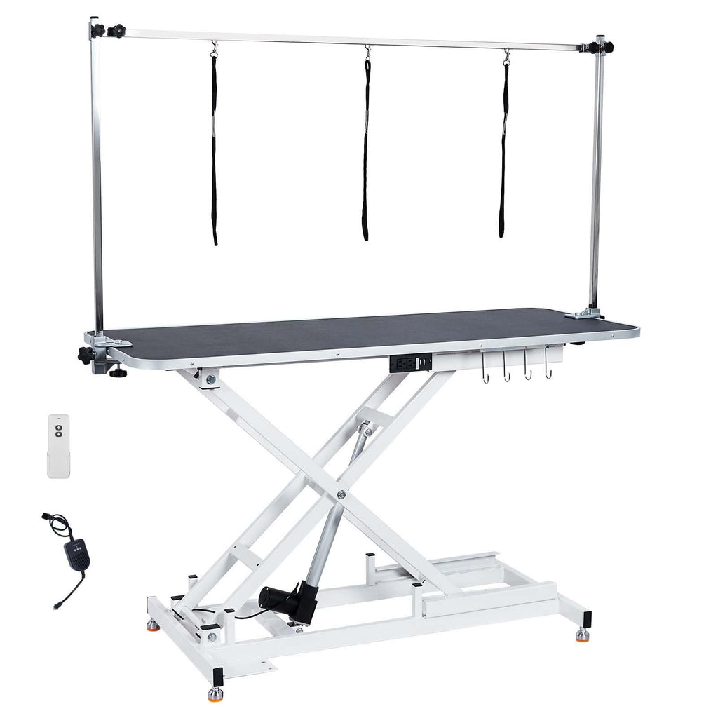 Garvee 60'' Dog Grooming Table for Large/Small Dogs + Electric Adjustable Height + Max Capacity 340Lb + Stainless Steel + Non-slip Design + Remote Lifting + Home Use