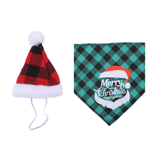 Garvee Pet Christmas Saliva Towel Triangle Bibs Plaid Pattern Puppy Costume Decorations for Small Medium Large Dogs Cats No. 9 Suit One Size fits All
