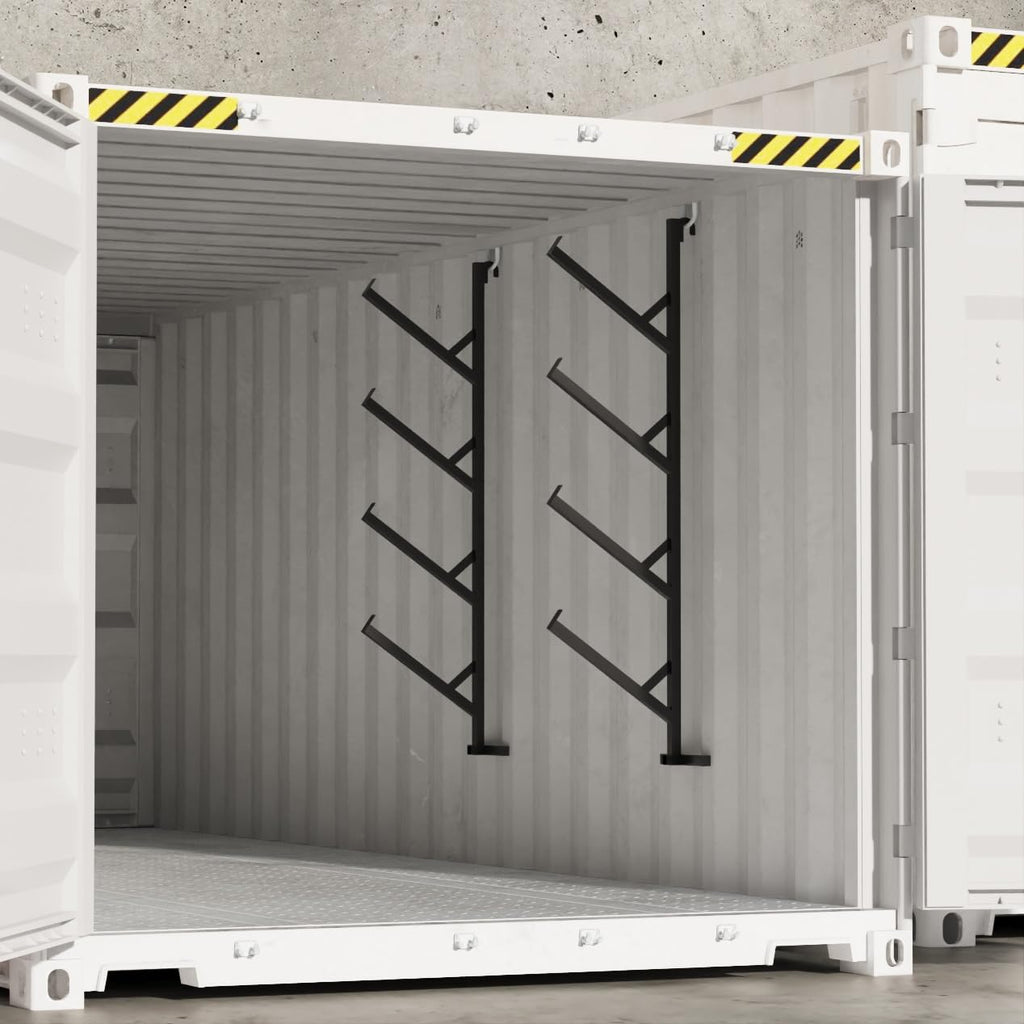Garvee 4 Pack Shipping Container Pipe Rack, 4-Tier Heavy-Duty Container Shelving Brackets, No-Drill Installation, Vertical Storage, 400 LB Capacity, Black