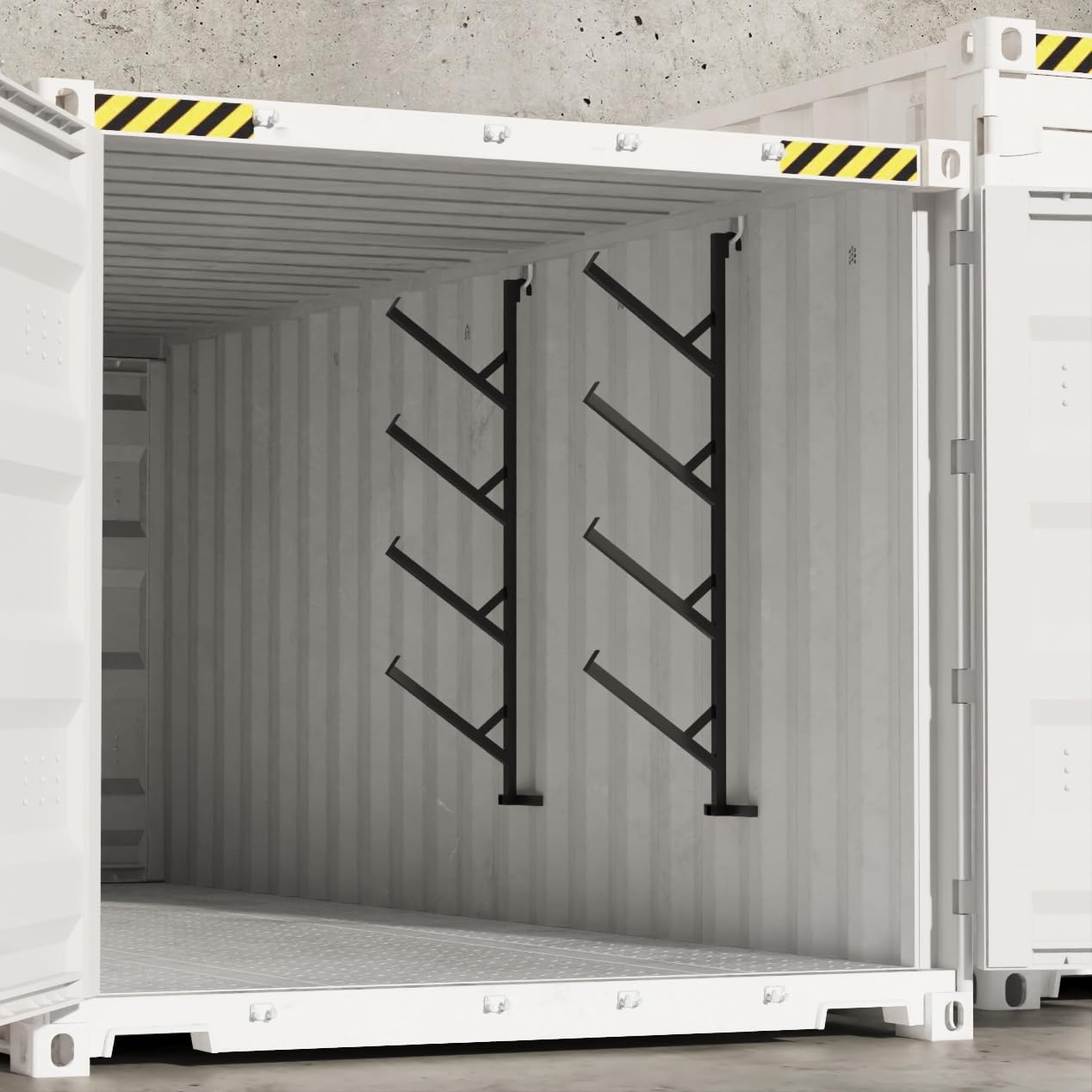 Garvee 4 Pack Shipping Container Pipe Rack, 4-Tier Heavy-Duty Container Shelving Brackets, No-Drill Installation, Vertical Storage, 400 LB Capacity, Black