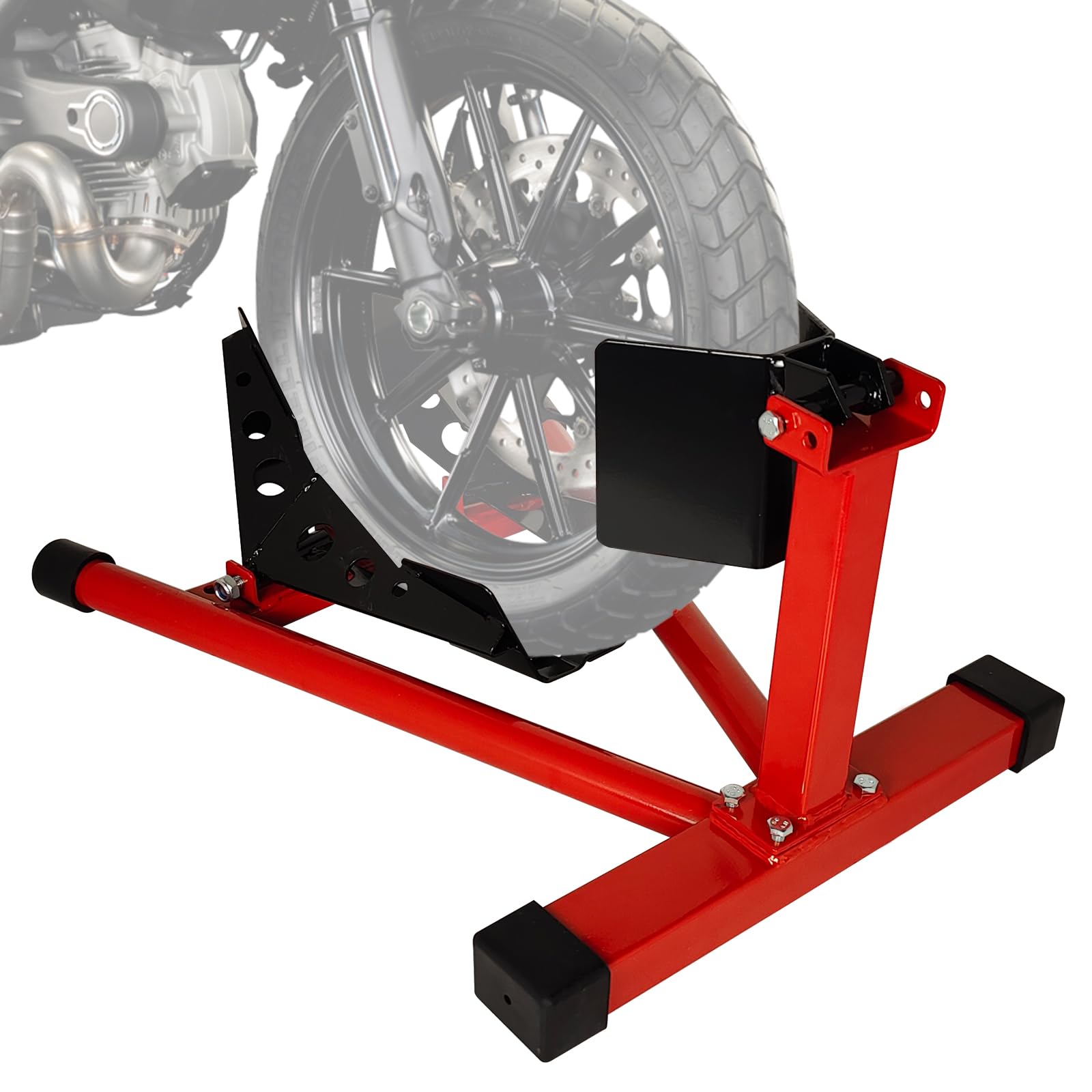 Garvee Motorcycle Wheel Chock, 16"-21" Front Stand with Multiple Adjustment Holes, 1500 lbs Capacity Motorcycle Chock for Garage, Workshop, and Vehicle Transport