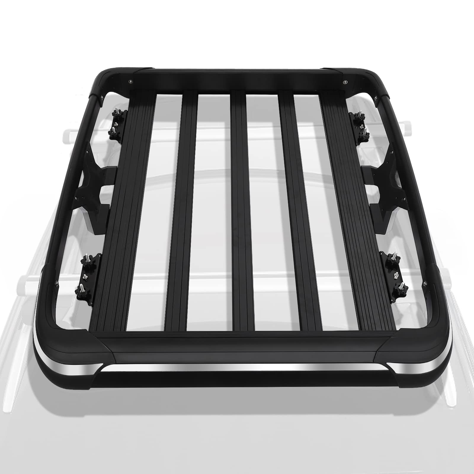 Garvee 50x38 Inch Car Roof Rack Basket 220LBS Premiun Lightweight Aluminum Cargo Basket Universal Rooftop Cargo Carrier for SUV, Pick Up,Trucks,Car-Black