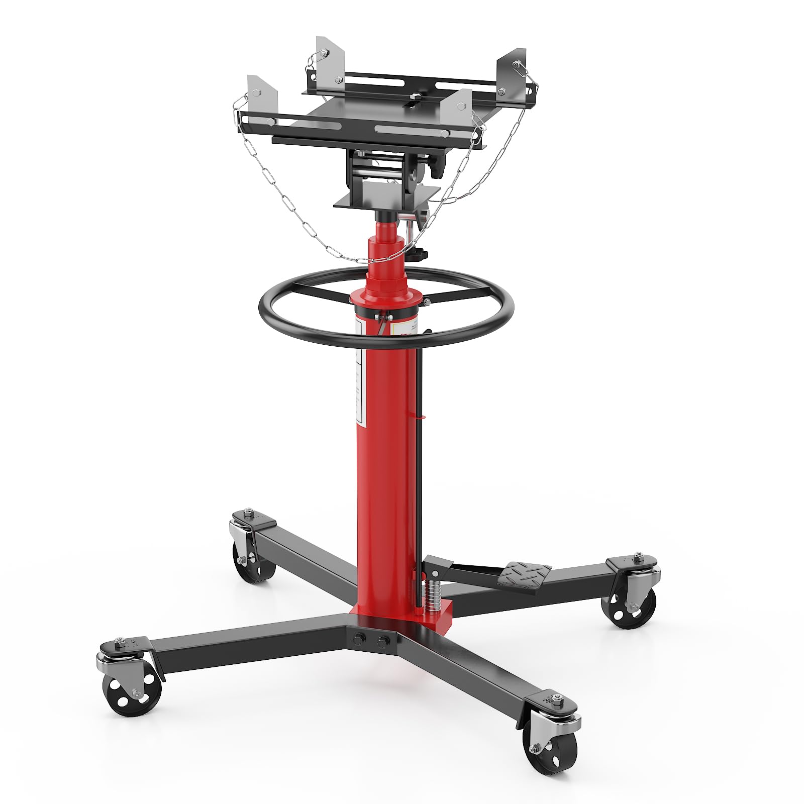 Garvee 1320lbs Transmission Jack - Heavy-Duty Hydraulic Telescoping High Lift Jack with Dual Spring-Loaded Pedals, 34"-68" Lifting Range for Auto Repair and Maintenance, Red