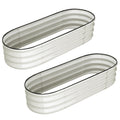 Garvee 2 Pcs 4.5' X 2' X 1' Galvanized Raised Garden Bed Outdoor,Planters for Outdoor Plants,Open-Ended Base Planter Raised Boxes,Oval Metal Planter Box for Vegetables, Flowers, Fruits,Rubber Edge, White