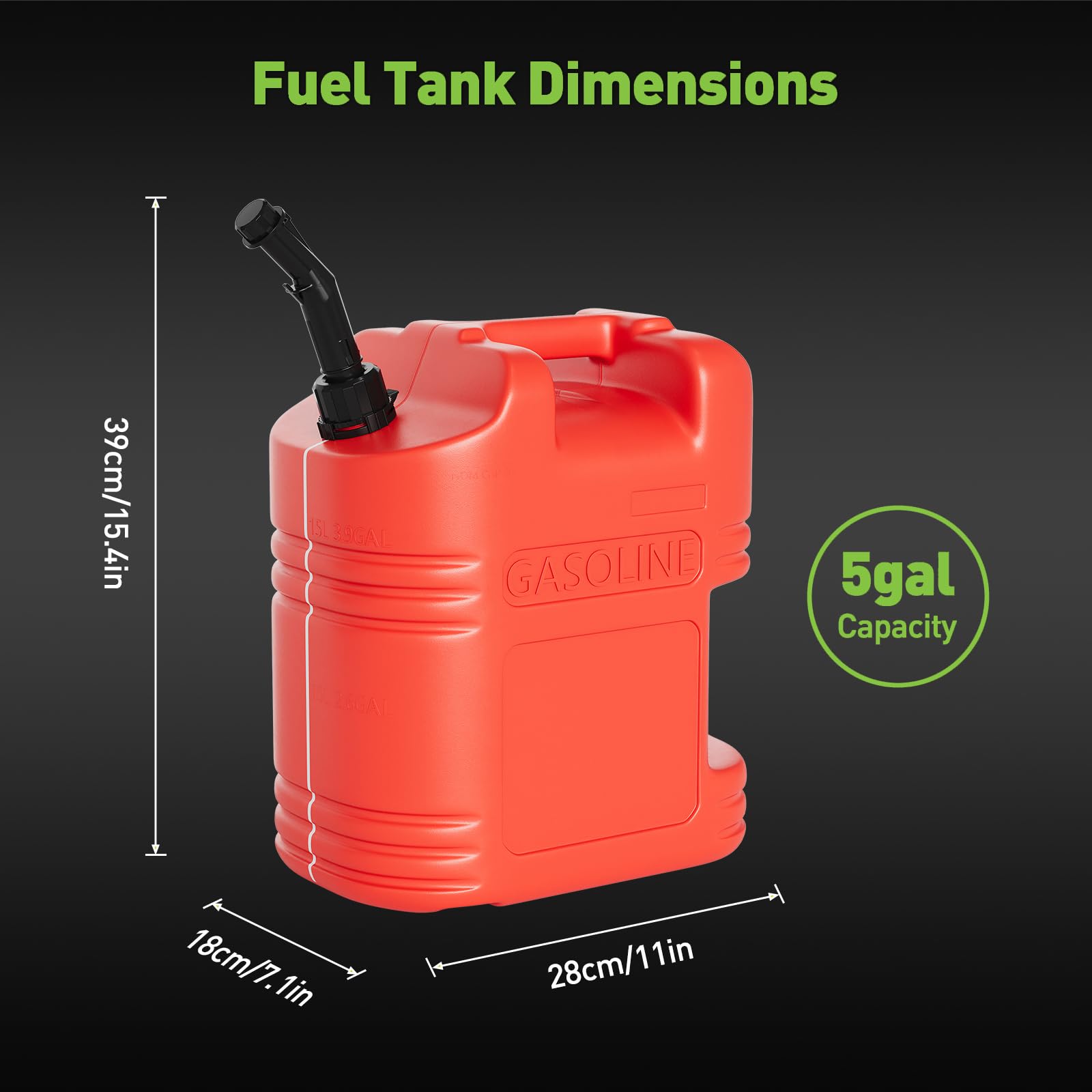 Garvee 5 Gallon Gas Can Durable Fuel Containers with View Stripe for Diesel & Gasoline Red 4 Pack