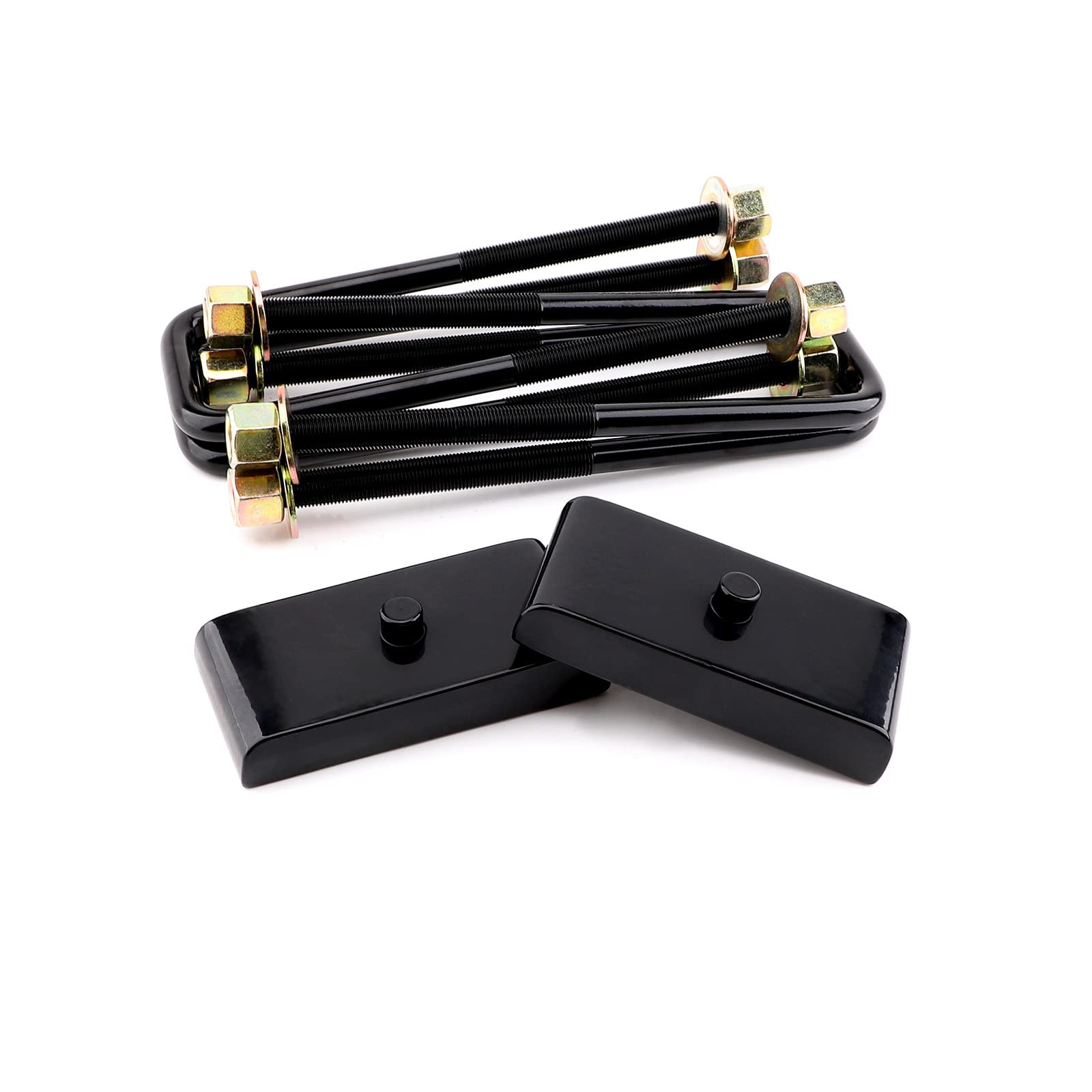 Garvee 1.0" Silverado Leveling Lift Kits - 1 inch Raise Blocks & U-bolts Set, Rear Leveling Lift End Block Kit and Extra Long Square Spring Axle U Bolts for 2007-2018 Silverado/Sierra 2WD/4WD