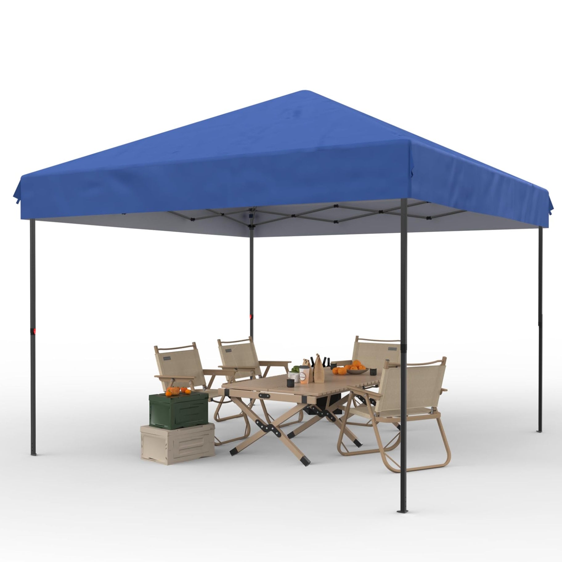 Garvee 10' x 10' Pop-Up Canopy Tent, Waterproof UPF50+ Commercial Instant Shelter with Roller Bag, Sandbags, Stakes & Ropes, Blue
