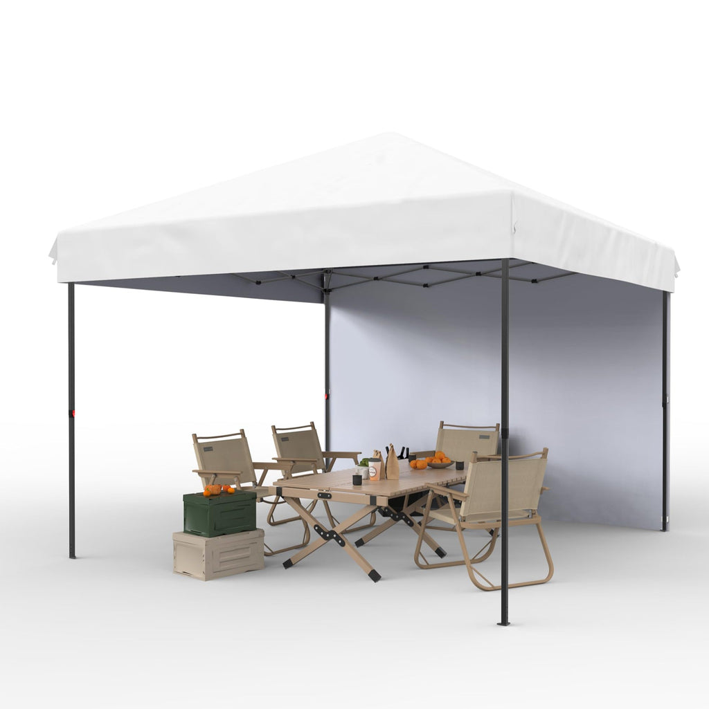 Garvee 10'x10' Pop-Up Canopy Tent with Sidewall - Portable Gazebo with Stakes & Ropes for Outdoor Events, Patio, Party, Camping, White